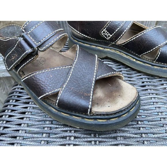 Vintage Dr Marten Fisherman Sandals Brown Leather Mens 10 England 90s Y2K Chunky main image 6